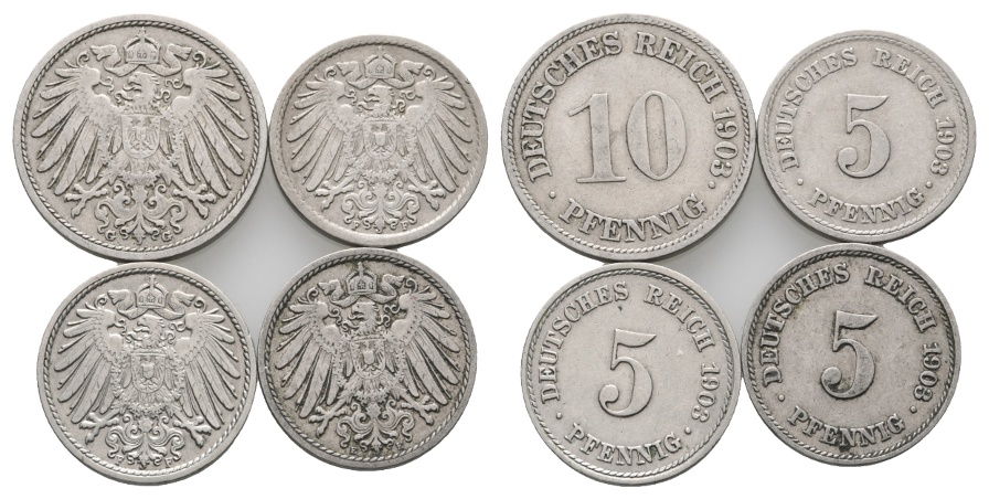 Deutsches Reich; Kaiserreich; Lot Kleinmünzen 1903 ( 4 Stück)   
