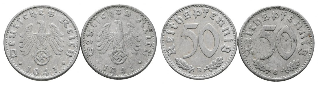  Deutsches Reich; Drittes Reich; Lot Kleinmünzen; 50 Pfennig 1941 B/ G ( 2 Stück)   