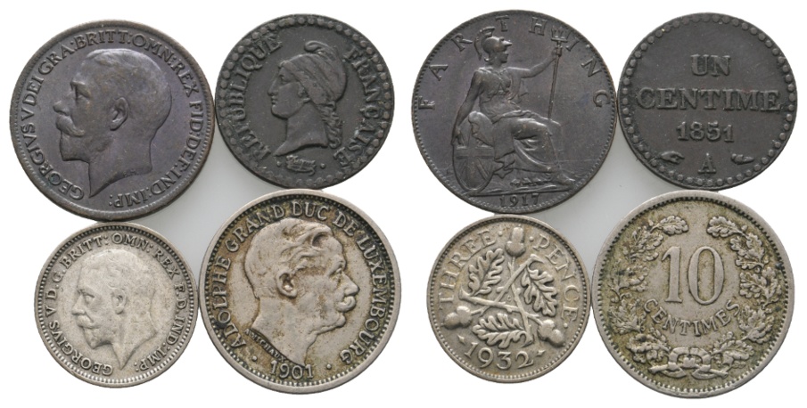  Ausland; Großbritannien & Frankreich; Lot Kleinmünzen ( 4 Stück )   