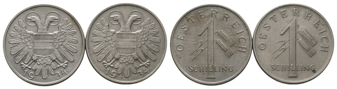  Österreich; 2x  1 Schilling 1934   