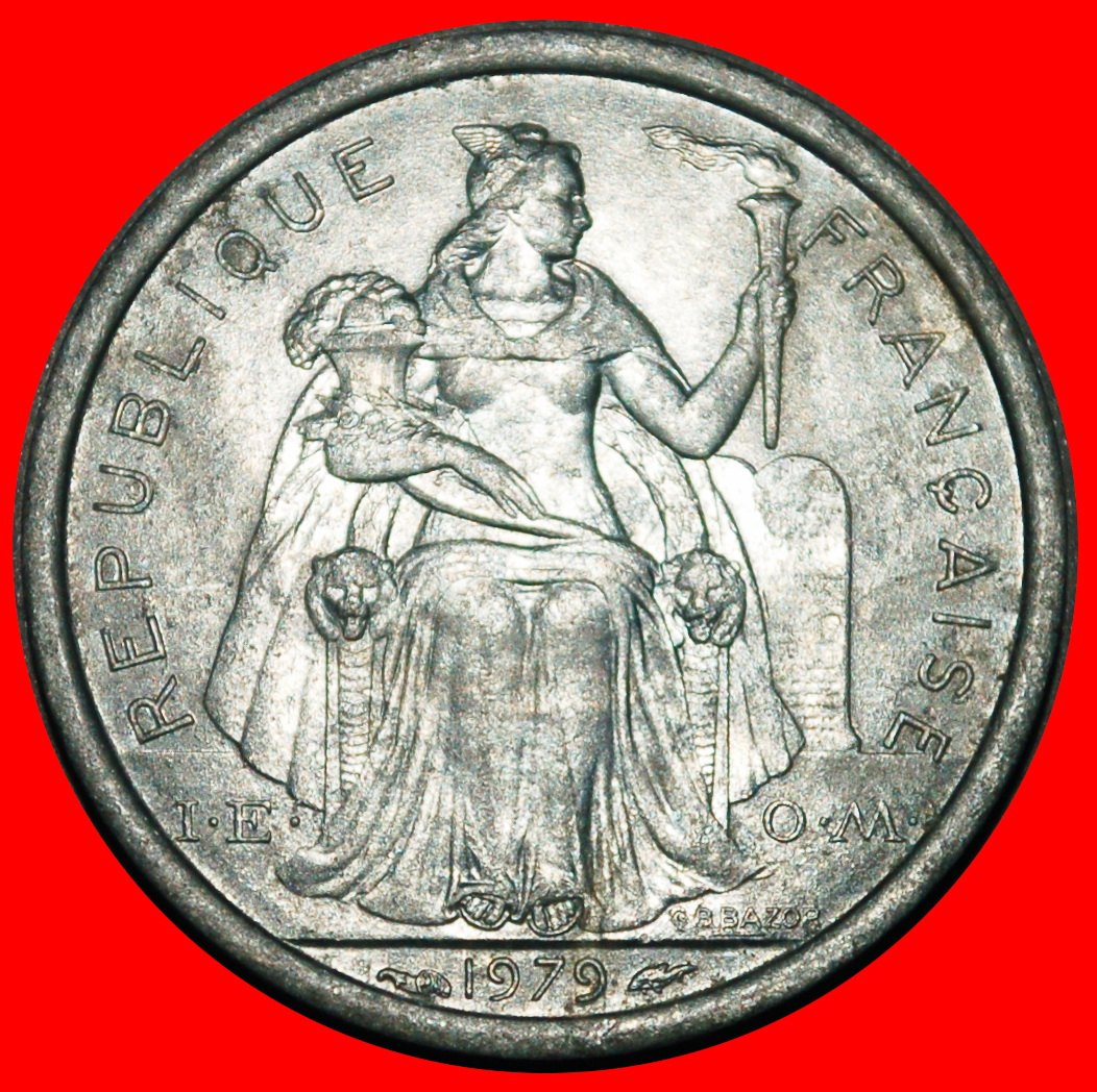  Ⰺ FRANCE SHIPS with IEOM (1973-2020): FRENCH POLYNESIA ★ 1 FRANC 1979 TYPE I★LOW START ★ NO RESERVE!   