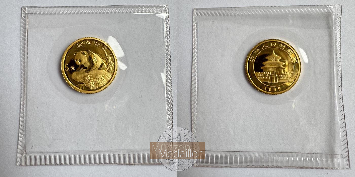  China 5 Yuan (Panda) 1999 MM-Frankfurt KM#1215 Feingold: 1,56g   