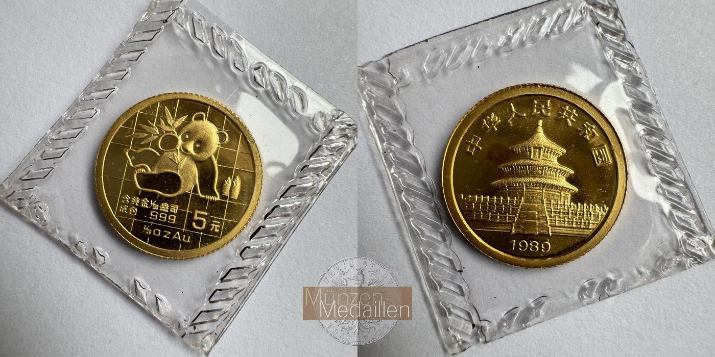 China MM-Frankfurt Feingold: 1,56g 5 Yuan Panda 1989 