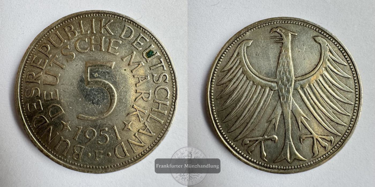  BRD 5 DM 1951 FM-Frankfurt KM#112 Feinsilber: 7g   