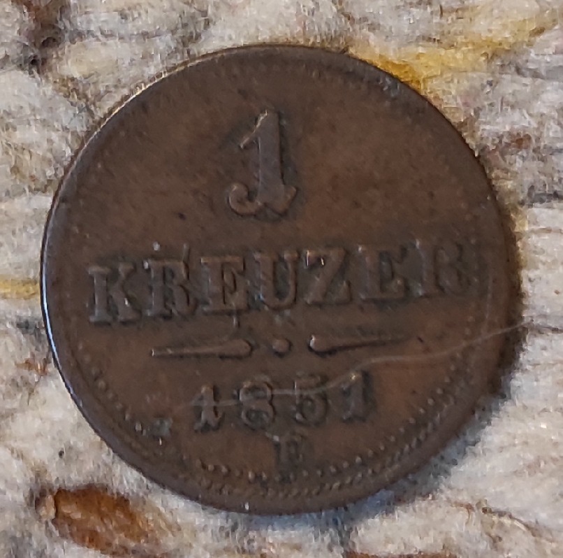  Österreich 1 Kreuzer 1851, Rückseite etwas abgegriffen   