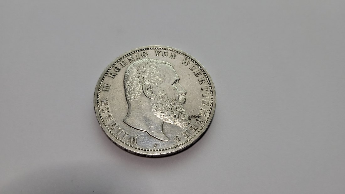 5 Mark Württemberg 1913 F - Silbermünze Deutsches Kaiserreich (König Wilhelm II.)