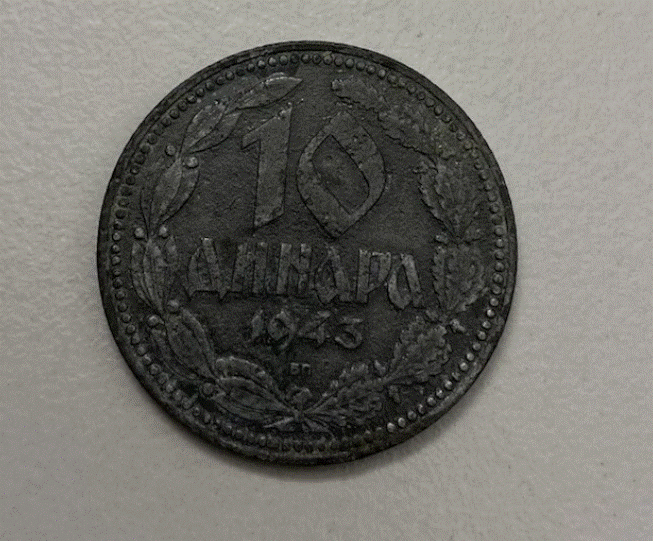  Serbien 10 Dinar 1943 - WWII Besatzungszeit / Zinkmünze - Doppeladler kyrillisch   