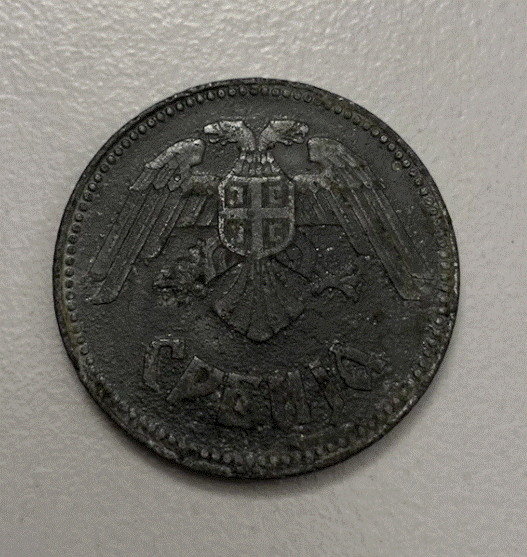  Serbien 10 Dinar 1943 - WWII Besatzungszeit / Zinkmünze - Doppeladler kyrillisch   
