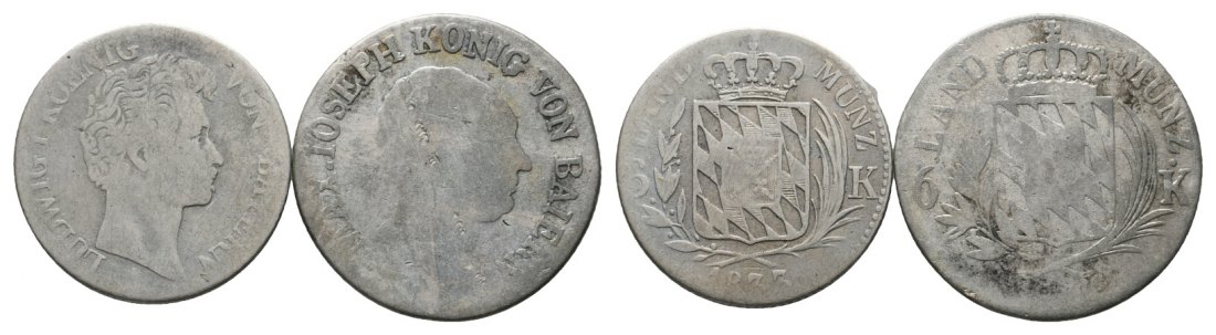  Altdeutschland; 2 Kleinmünzen 1833 / 18??   