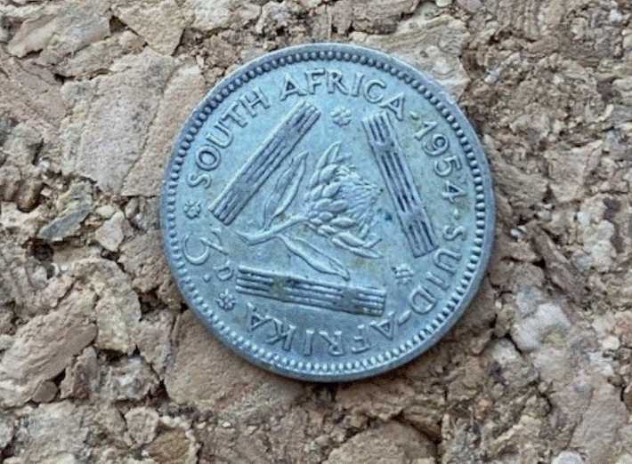  SILBER - Südafrika 3 Pence 1954 Elizabeth II.   
