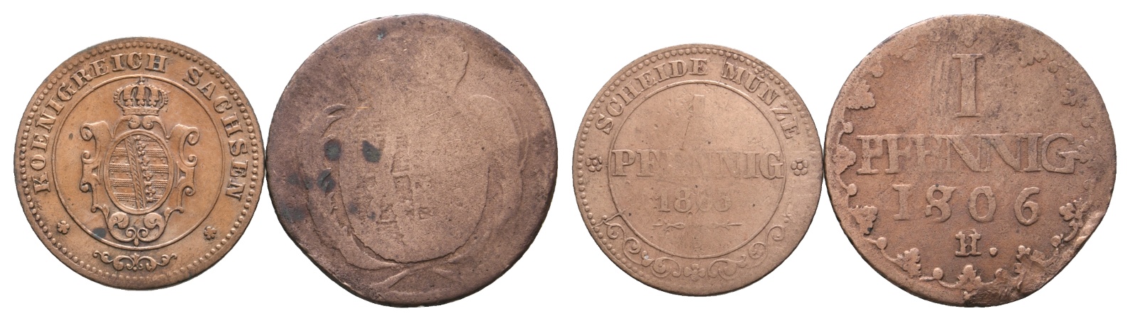  Altdeutschland; 2 Kleinmünzen 1865 / 1806   