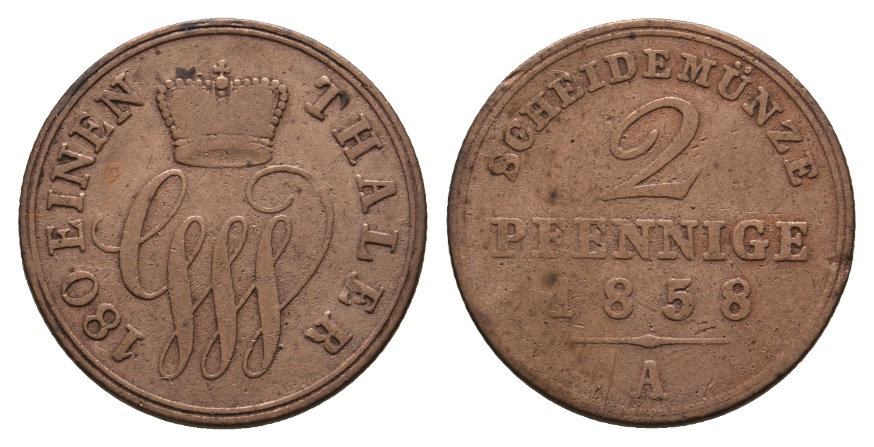  Altdeutschland; Kleinmünze 1858   