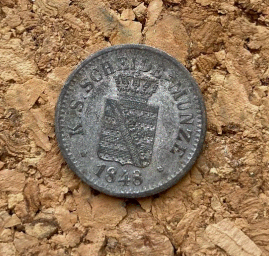  SILBER - Sachsen 1 Neu-Groschen 1848 F Dresden Wappen Altdeutschland   