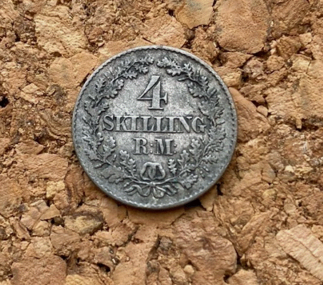  SILBER - Dänemark 4 Skilling Rigsmønt 1856 Friedrich VII.   