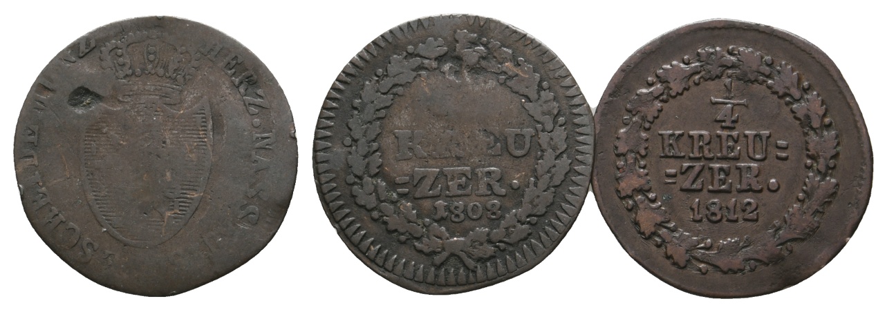  Altdeutschland; 2 Kleinmünzen 1808 / 1812   