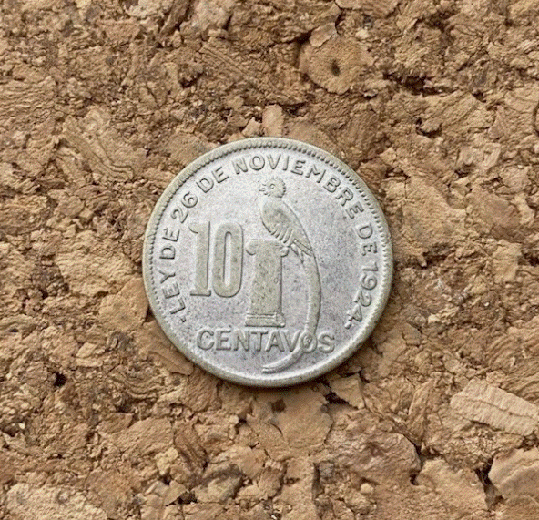  SILBER - Guatemala 10 Centavos 1948 - Quetzal Nationalvogel- 0.720   