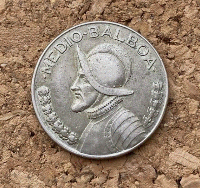  SILBER - Panama 1/2 Balboa 1967 - Vasco Nunez de Balboa Conquistador Helm - Top   