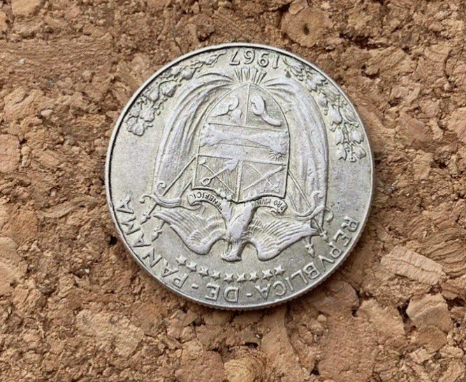  SILBER - Panama 1/2 Balboa 1967 - Vasco Nunez de Balboa Conquistador Helm - Top   
