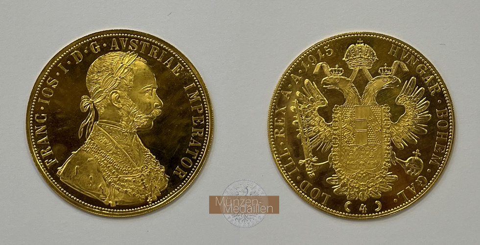 Österreich Franz Joseph I. MM-Frankfurt  Feingold: 13,76g 4 Dukaten 1915 NP 