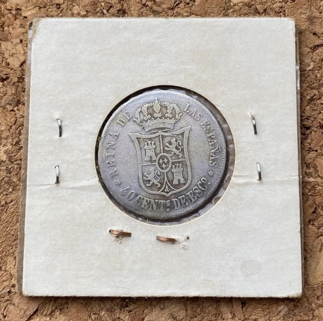  SILBER - Spanien 40 Centimos 1865 Königin Isabella II.   