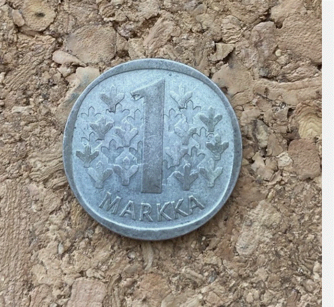  SILBER - Finnland 1 Markka 1965 - Heraldischer Löwe Suomi   