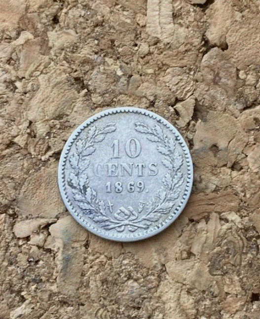  SILBER - Niederlande 10 Cents 1869 König Wilhelm III Top Erhaltung   