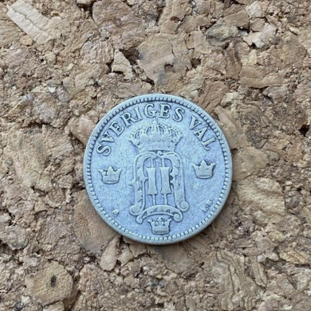  SILBER - Schweden 25 Öre 1907 Stockholm - König Oskar II Monogramm   