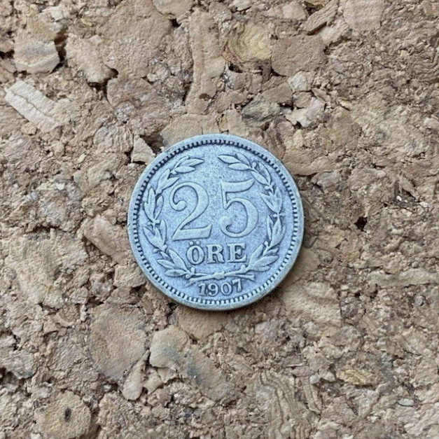  SILBER - Schweden 25 Öre 1907 Stockholm - König Oskar II Monogramm   
