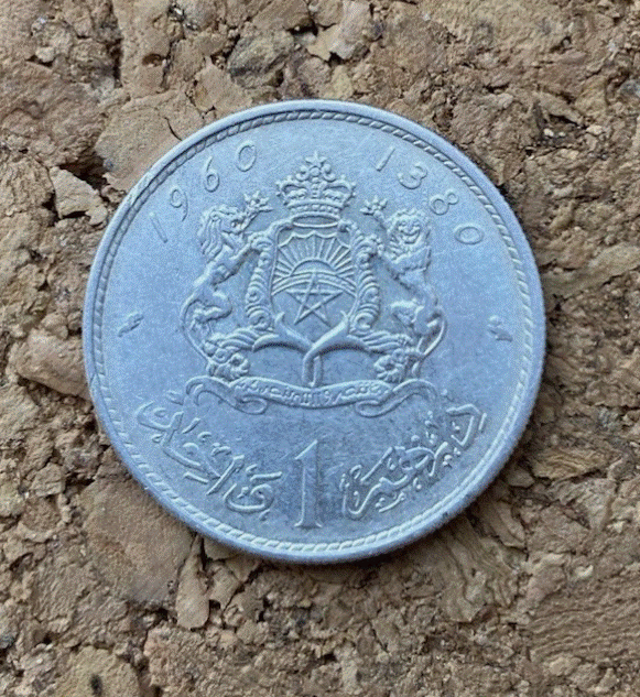  SILBER - Marokko 1 Dirham 1960 (AH 1380) - König Mohammed V   