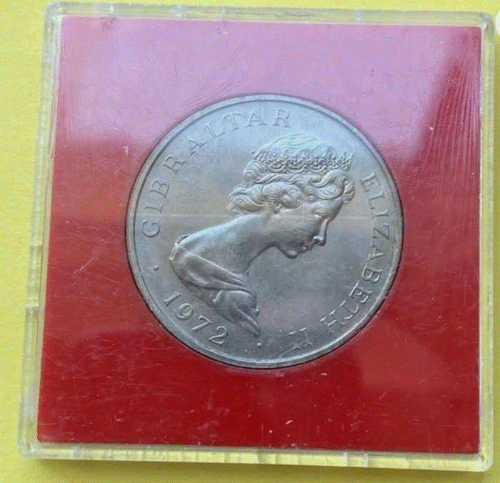  Gibraltar 25 New Pence 1972 - Silberhochzeit Queen Elizabeth II & Philip Box   