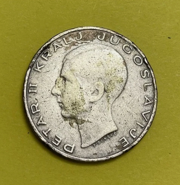  SILBER - Königreich Jugoslawien 20 Dinara 1938 - König Alexander I. - Silber   
