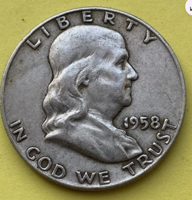  SILBER - USA Half Dollar 1958 D - Benjamin Franklin Silbermünze - Liberty Bell   