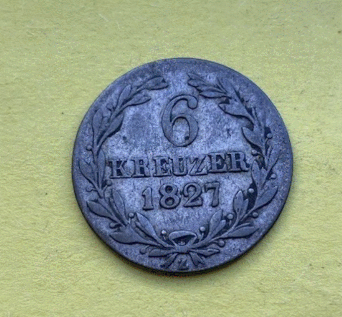  SILBER - Altdeutschland Herzogtum Nassau 6 Kreuzer 1827 Wilhelm I.   