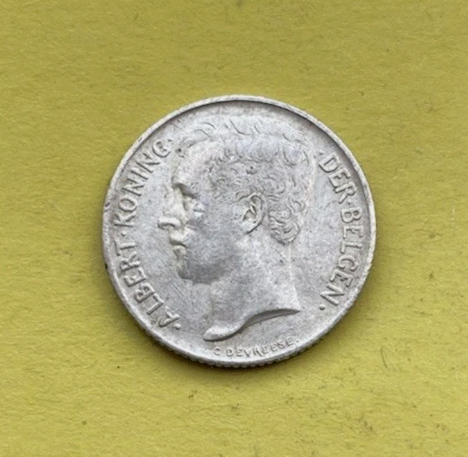  SILBER - Belgien 50 Cent 1912 ALBERT KONING DER BELGEN 835er Silberanteil   