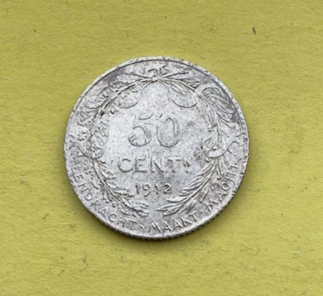  SILBER - Belgien 50 Cent 1912 ALBERT KONING DER BELGEN 835er Silberanteil   