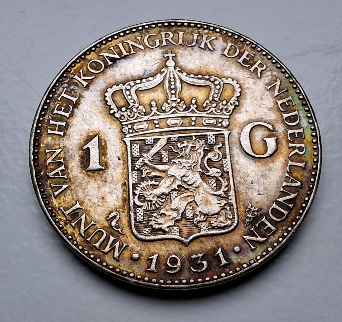 Niederlande 1 Gulden 1931 Königin Wilhelmina Silber