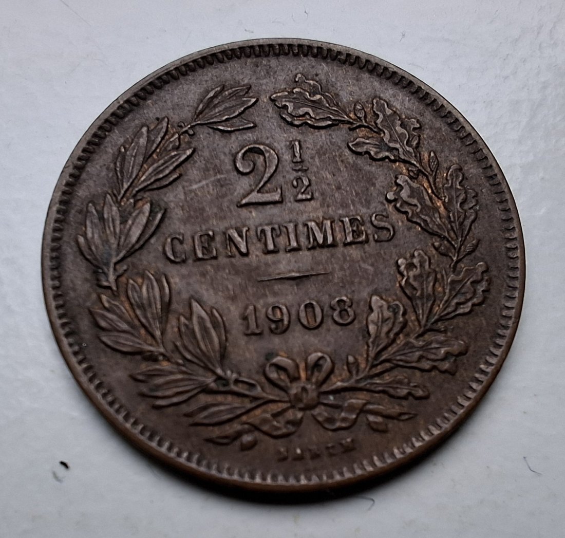 Luxemburg 2 1/2 Centimes 1908 Wappen