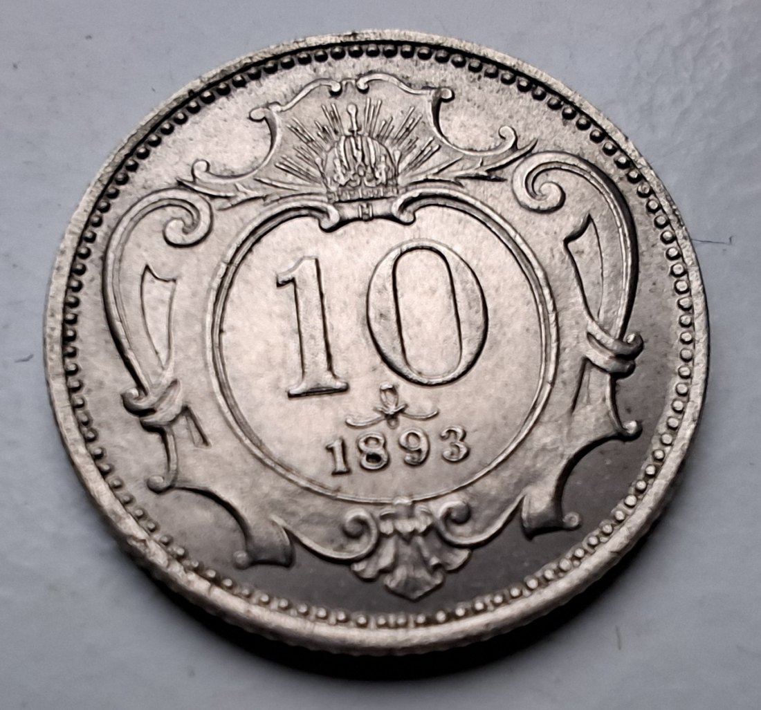 Österreich 10 Heller 1893 Wappen unzirkuliert