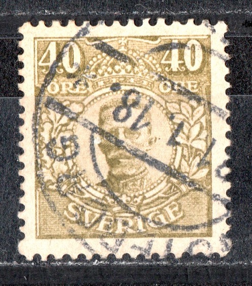 Schweden 40 Öre 1917/19 König Gustav V./ Echt gel./ Top Stempel siehe scan