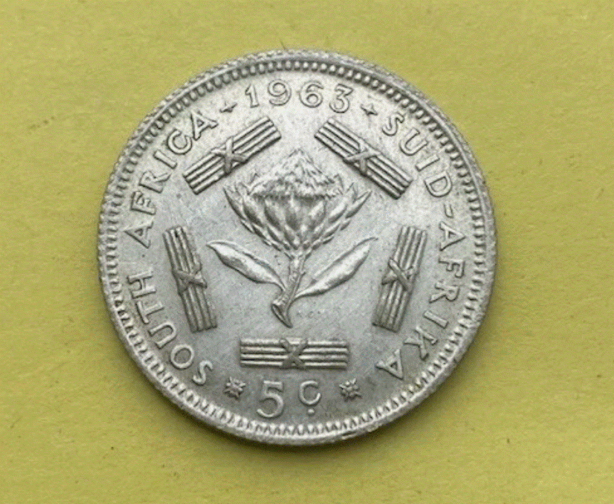  SILBER - Südafrika 5 Cent 1963 Bestes Angebot EU West   