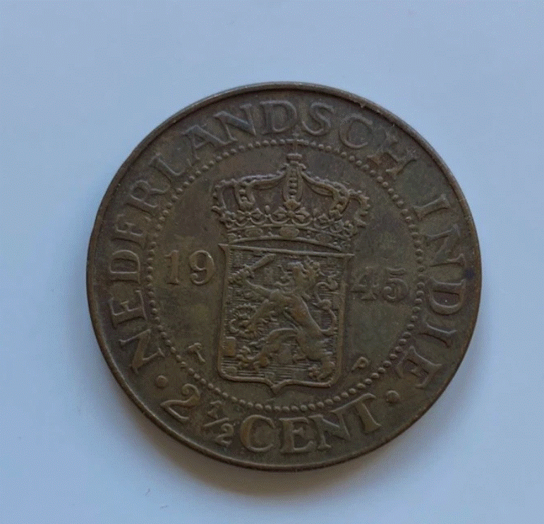  Niederländisch-Indien 2 1/2 Cent 1945 P - Indonesien Kolonie - Bronze   