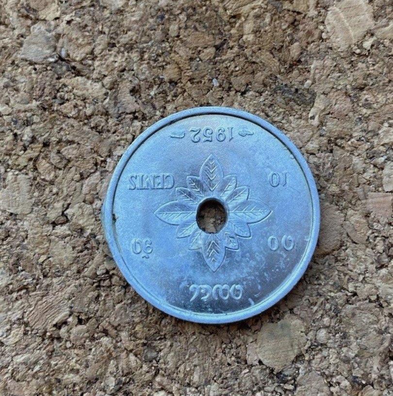  Laos 10 Cents 1952 - Royaume du Laos - Lochmünze Frau/Lotos Aluminium   