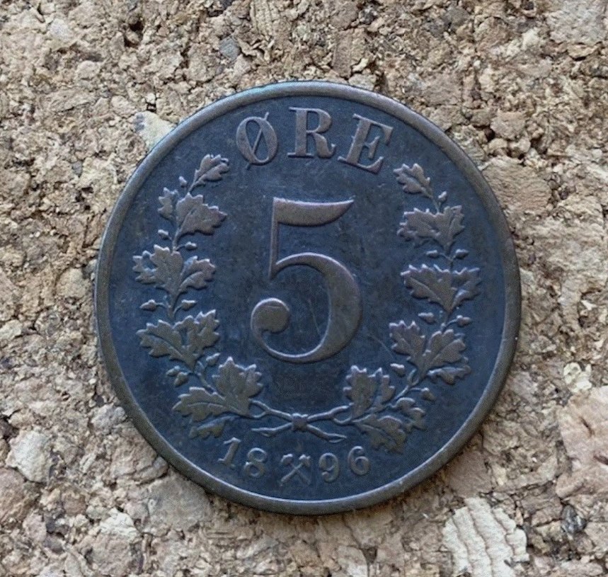  Norwegen 5 Øre Öre 1896 Kongsberg - König Oscar II - Bronze Skandinavien Top   