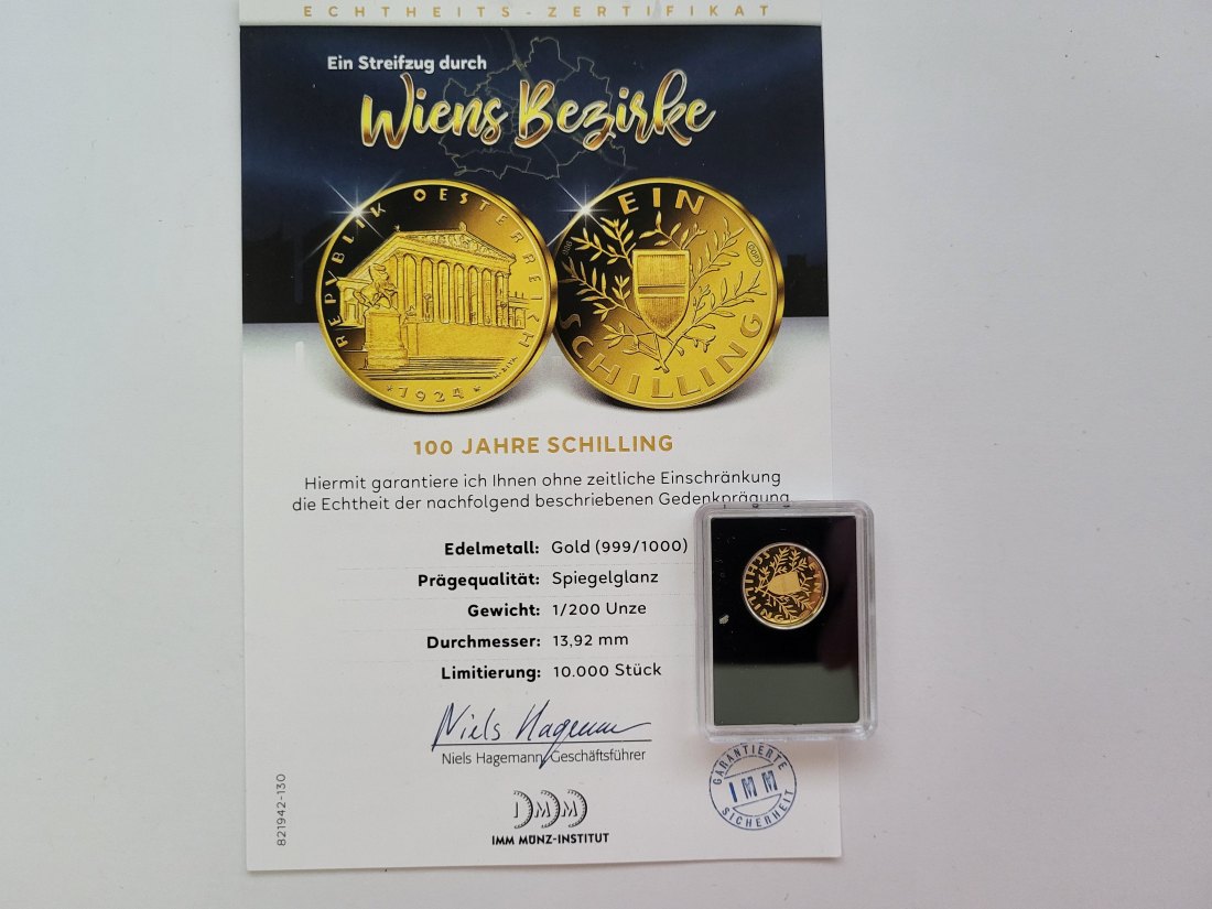  Goldbarren 1/200 Oz 100 Jahre Schilling 999 Österreich Spittalgold9800 (5527   