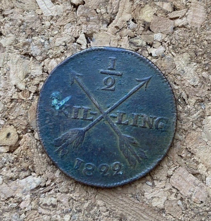  Schweden 1/2 Skilling 1822 Avesta - Karl XIV Johan - Gekreuzte Pfeile Kupfer   