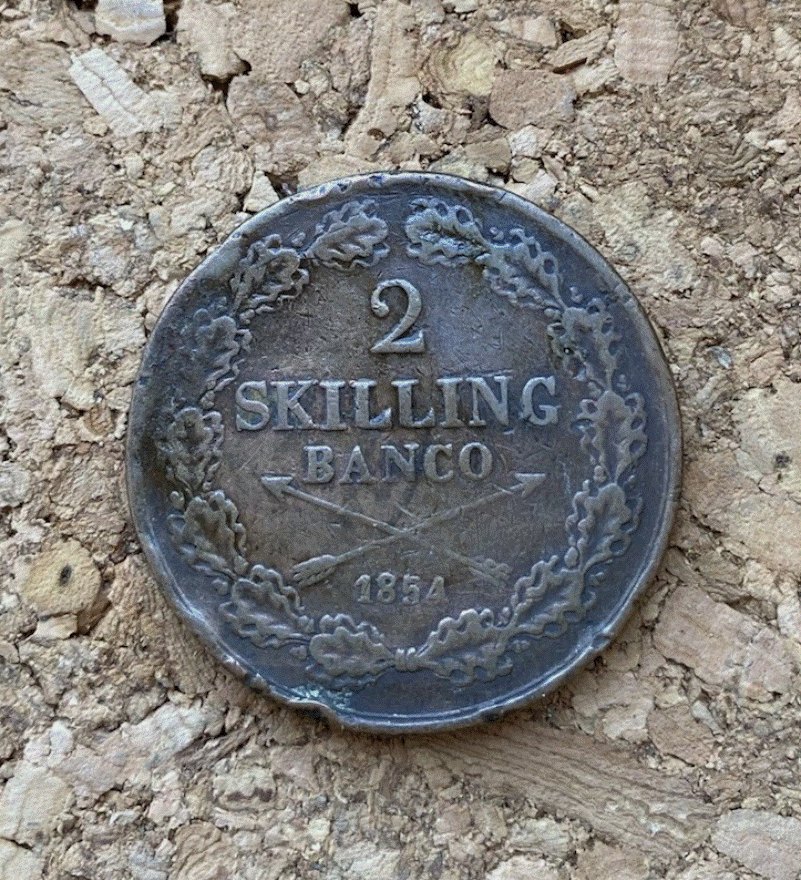  Schweden 2 Skilling Banco 1854 - König Oscar I Porträt - Massive 28g Kupfer   