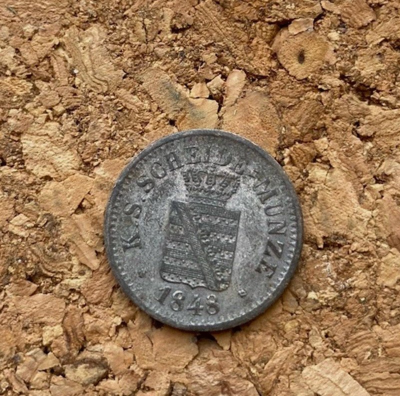  SILBER - Sachsen 1 Neu-Groschen 1848 F Dresden Wappen Altdeutschland   