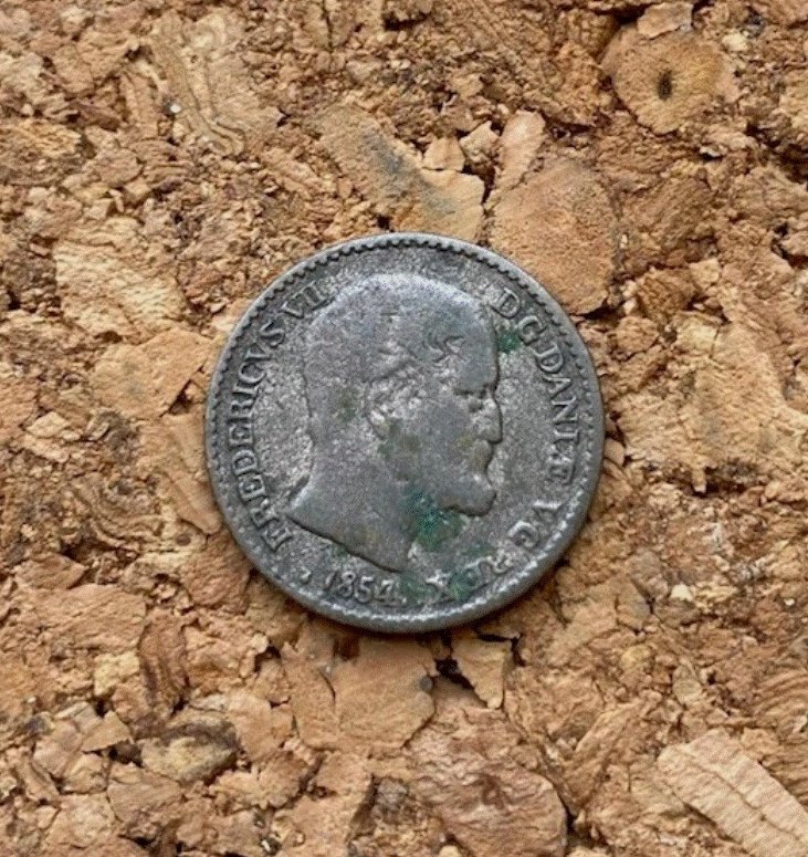  SILBER - Dänemark 4 Skilling Rigsmønt 1854 Bestes Angebot EU West   