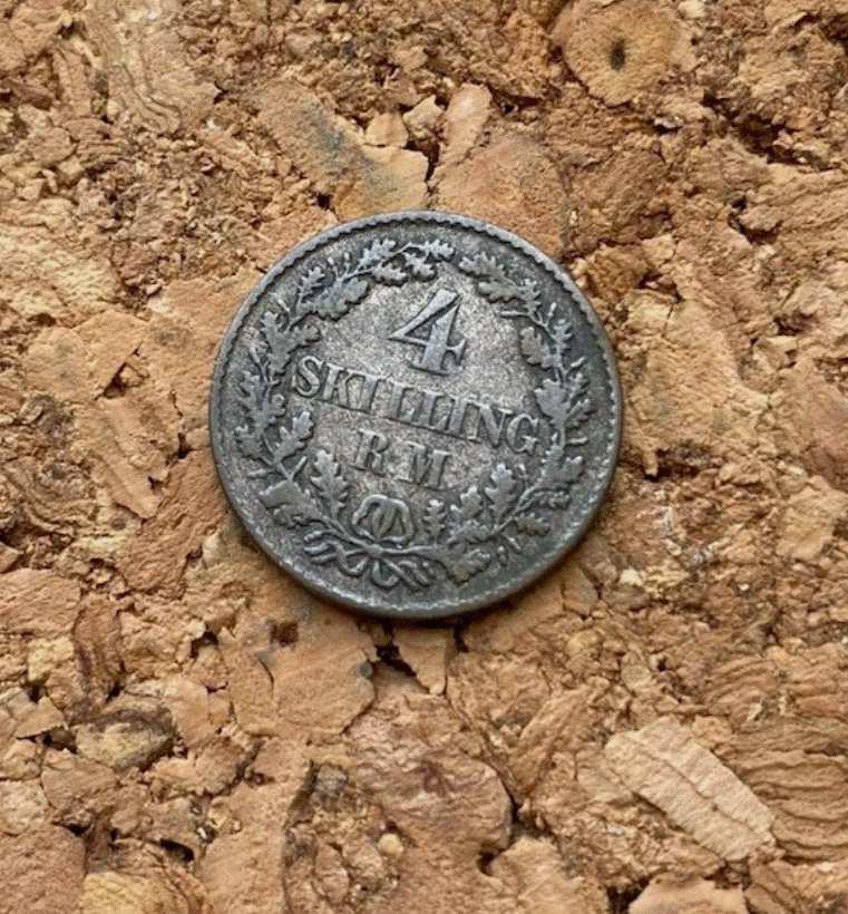  SILBER - Dänemark 4 Skilling Rigsmønt 1854 Bestes Angebot EU West   