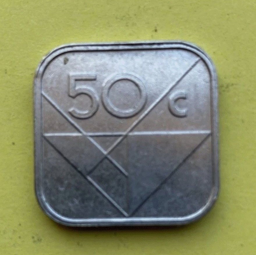  Aruba 50 Cents 2009 | Quadratische Münze / Square Coin | Sammlerstück   